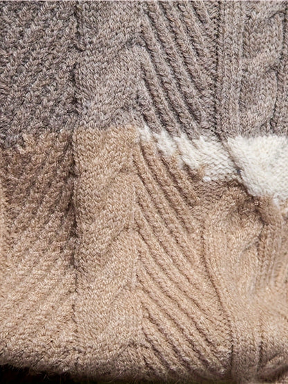 Thijs - Heren Kabeltrui Warm Gebreid in Casual Stijl met Kleurblokken