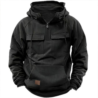 Thijs - Heren Oversized Winter Hoodie met Ritssluiting en Cargozakken