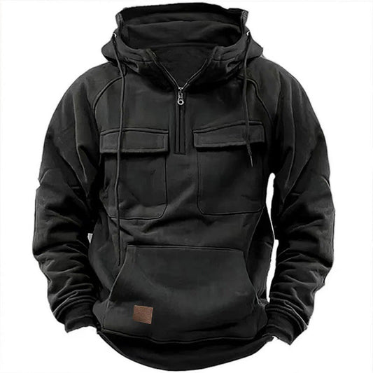Thijs - Heren Oversized Winter Hoodie met Ritssluiting en Cargozakken