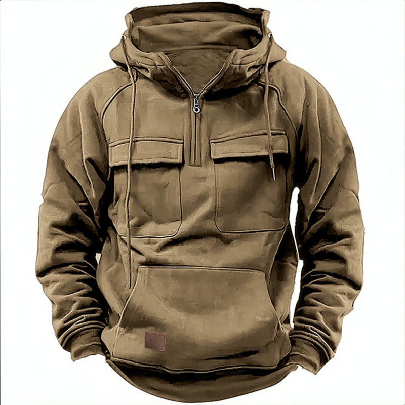 Thijs - Heren Oversized Winter Hoodie met Ritssluiting en Cargozakken