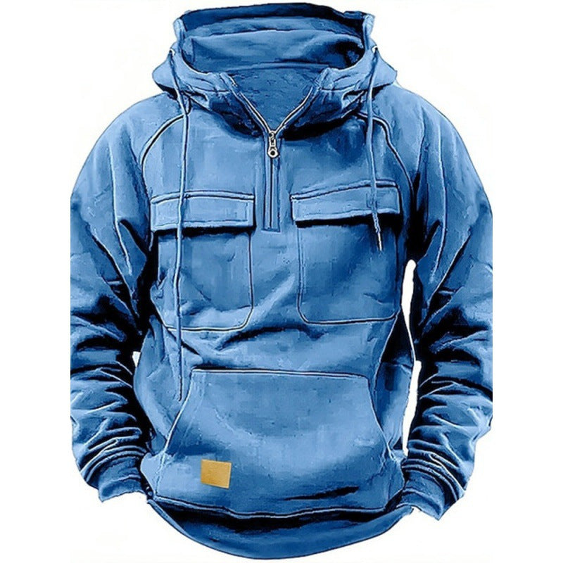 Thijs - Heren Oversized Winter Hoodie met Ritssluiting en Cargozakken