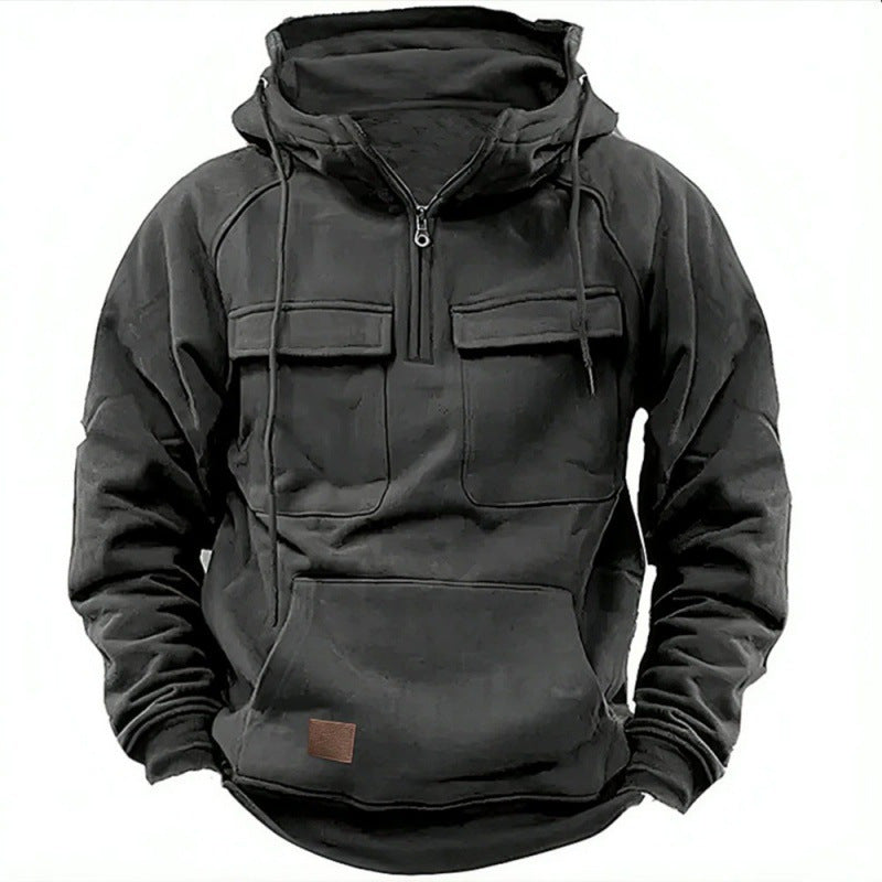 Thijs - Heren Oversized Winter Hoodie met Ritssluiting en Cargozakken