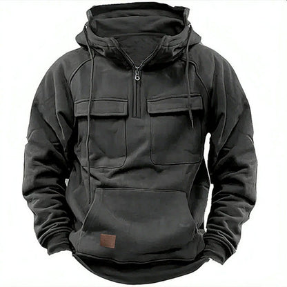 Thijs - Heren Oversized Winter Hoodie met Ritssluiting en Cargozakken