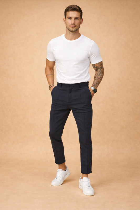 Thijs - Heren Pantalon Slim Fit Casual Smart met Enkellengte en Steekzakken
