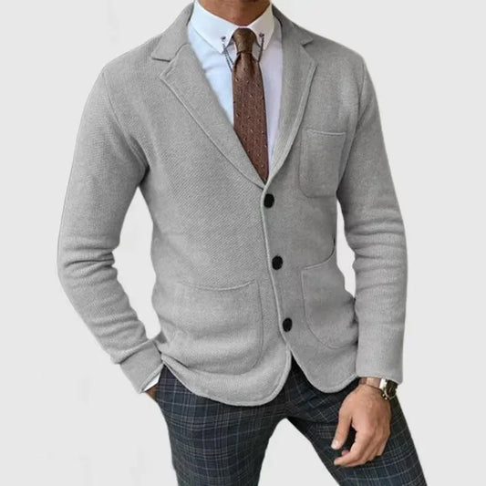 Thijs - Heren Vest Gebreide Stijl Casual Smart met Revers en Knoopsluiting