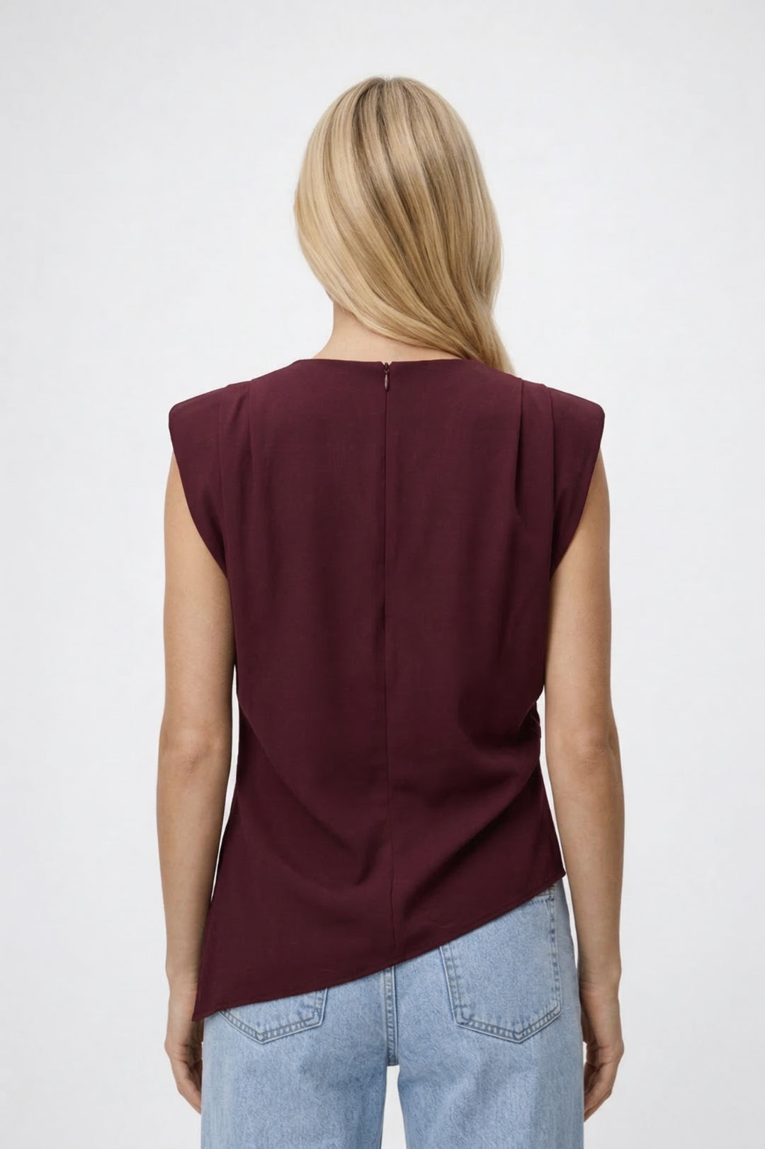 Top Dames - Structurele Hoge Hals met Draperie en Fronces | Chique