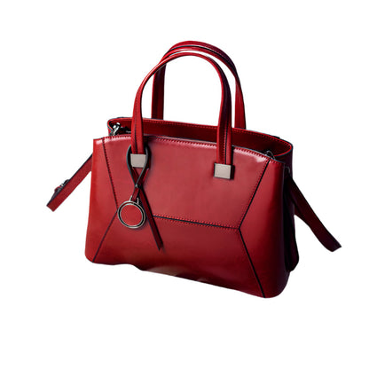 Tas Dames - Gestructureerde Handtas met Geometrisch Patroon en Bedeltje | Chic