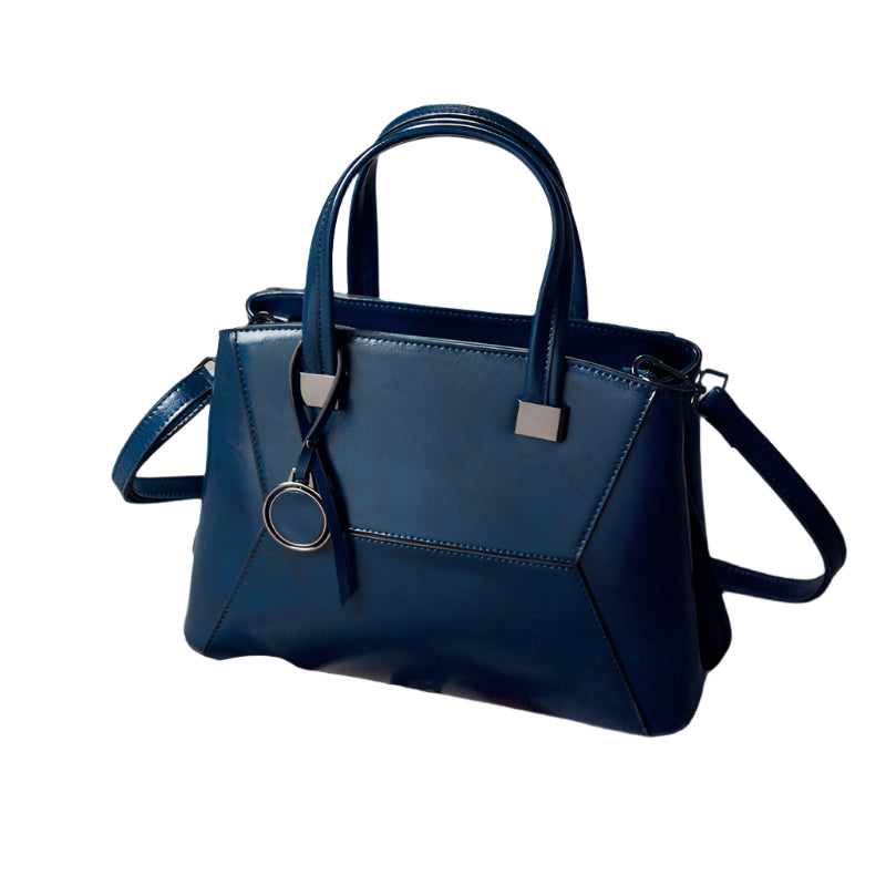 Tas Dames - Gestructureerde Handtas met Geometrisch Patroon en Bedeltje | Chic