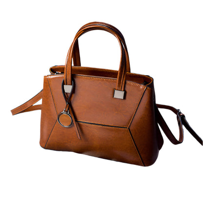 Tas Dames - Gestructureerde Handtas met Geometrisch Patroon en Bedeltje | Chic