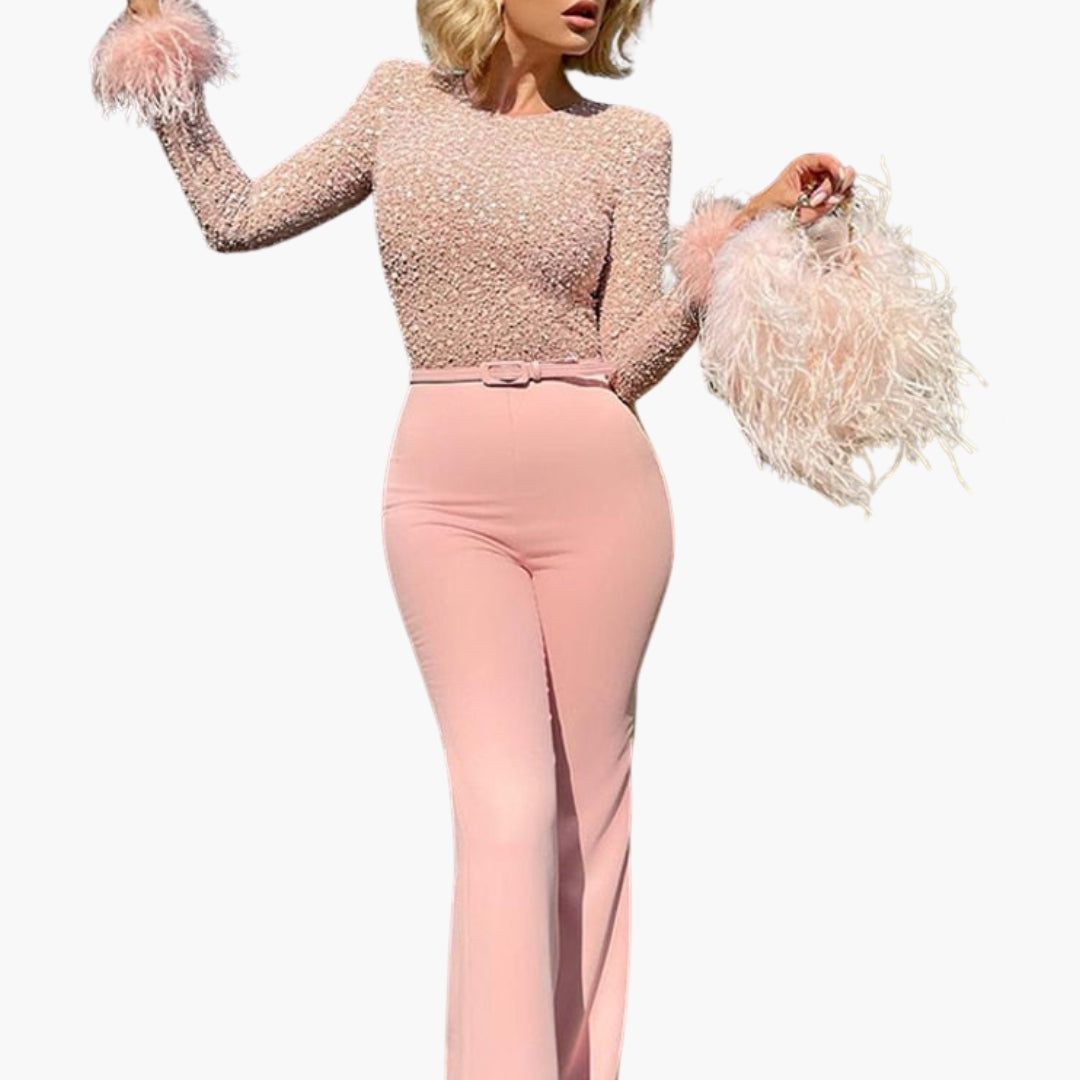 Jumpsuit Dames - Glitter Bovenstuk Wijde Pijp | Feestelijk