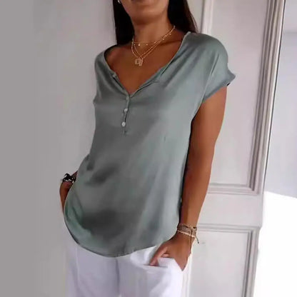 Top Dames - Loose Fit met V-hals en Knoopjes | Elegant