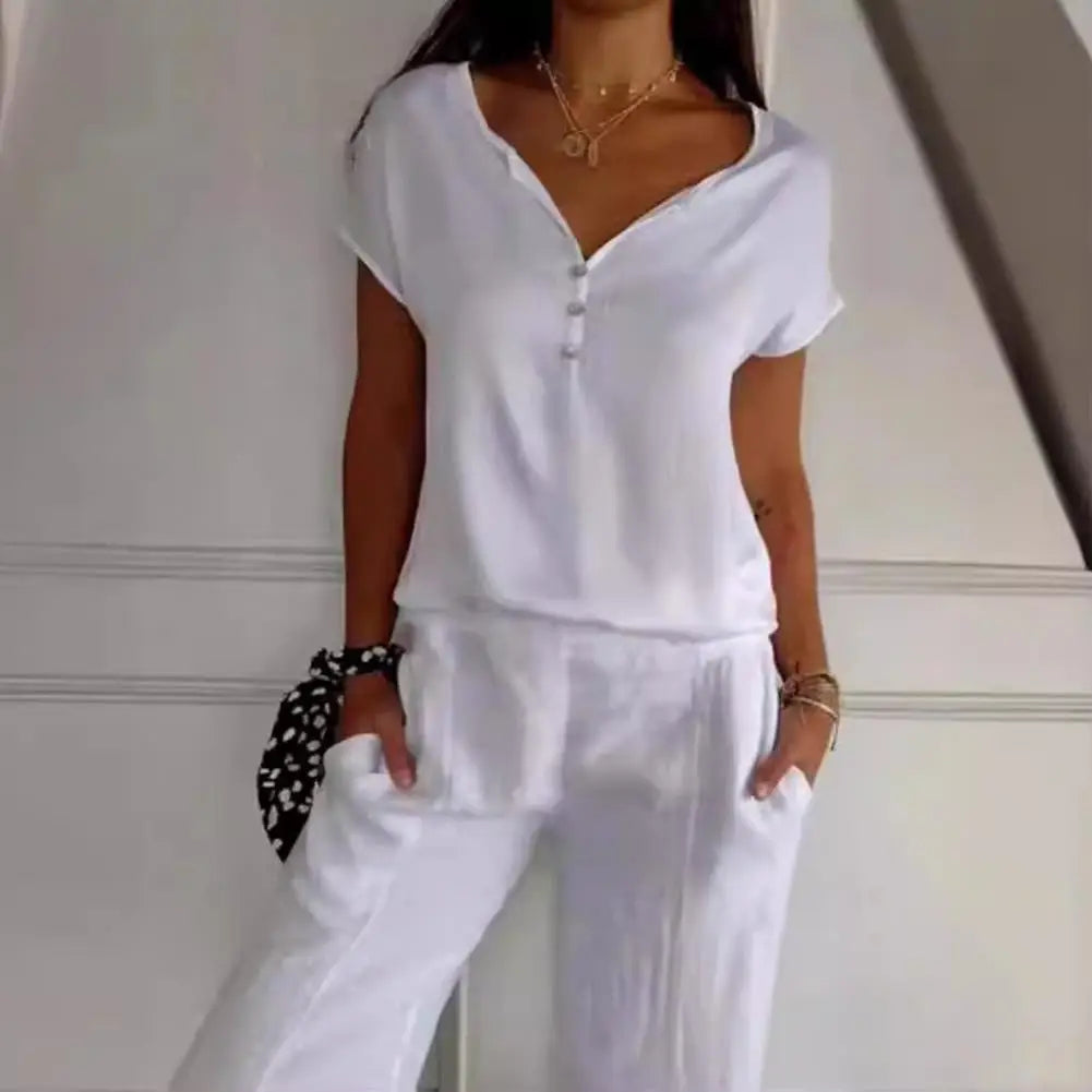 Top Dames - Loose Fit met V-hals en Knoopjes | Elegant