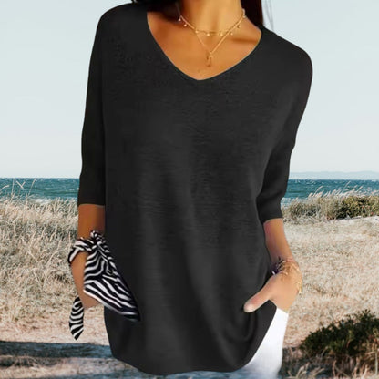 Trui Dames - Oversized V-hals met Driekwart Mouwen | Casual
