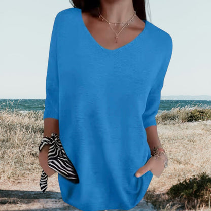 Trui Dames - Oversized V-hals met Driekwart Mouwen | Casual