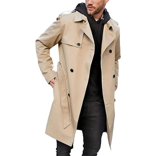 Trenchcoat Heren - Dubbele Knopenrij met Revers | Elegant