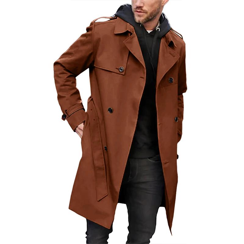 Trenchcoat Heren - Dubbele Knopenrij met Revers | Elegant