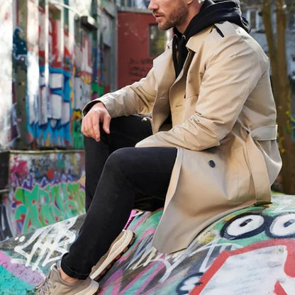 Trenchcoat Heren - Dubbele Knopenrij met Revers | Elegant