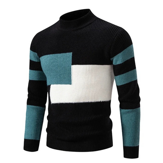 Sweater Heren - Colourblock met Halve Coltrui | Regular Fit