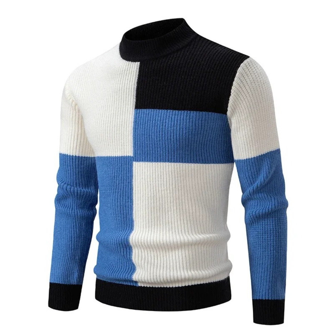 Sweater Heren - Colourblock met Halve Coltrui | Regular Fit