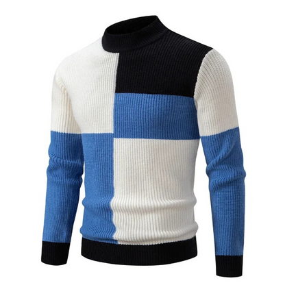Sweater Heren - Colourblock met Halve Coltrui | Regular Fit