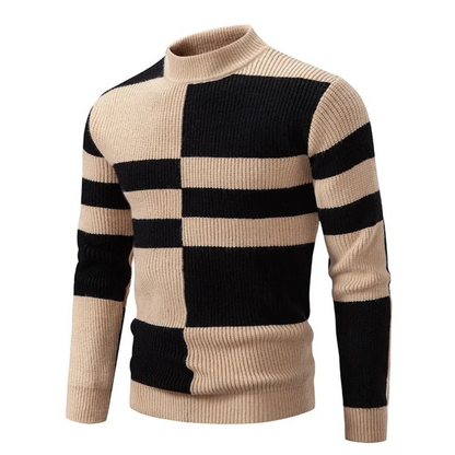 Sweater Heren - Colourblock met Halve Coltrui | Regular Fit