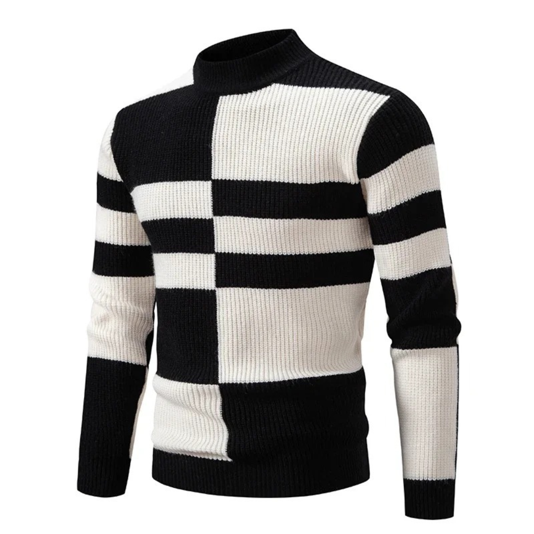 Sweater Heren - Colourblock met Halve Coltrui | Regular Fit