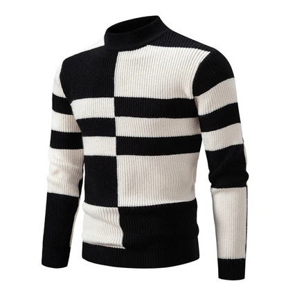 Sweater Heren - Colourblock met Halve Coltrui | Regular Fit