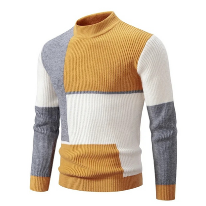 Sweater Heren - Colourblock met Halve Coltrui | Regular Fit