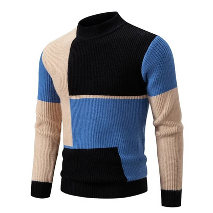 Sweater Heren - Colourblock met Halve Coltrui | Regular Fit