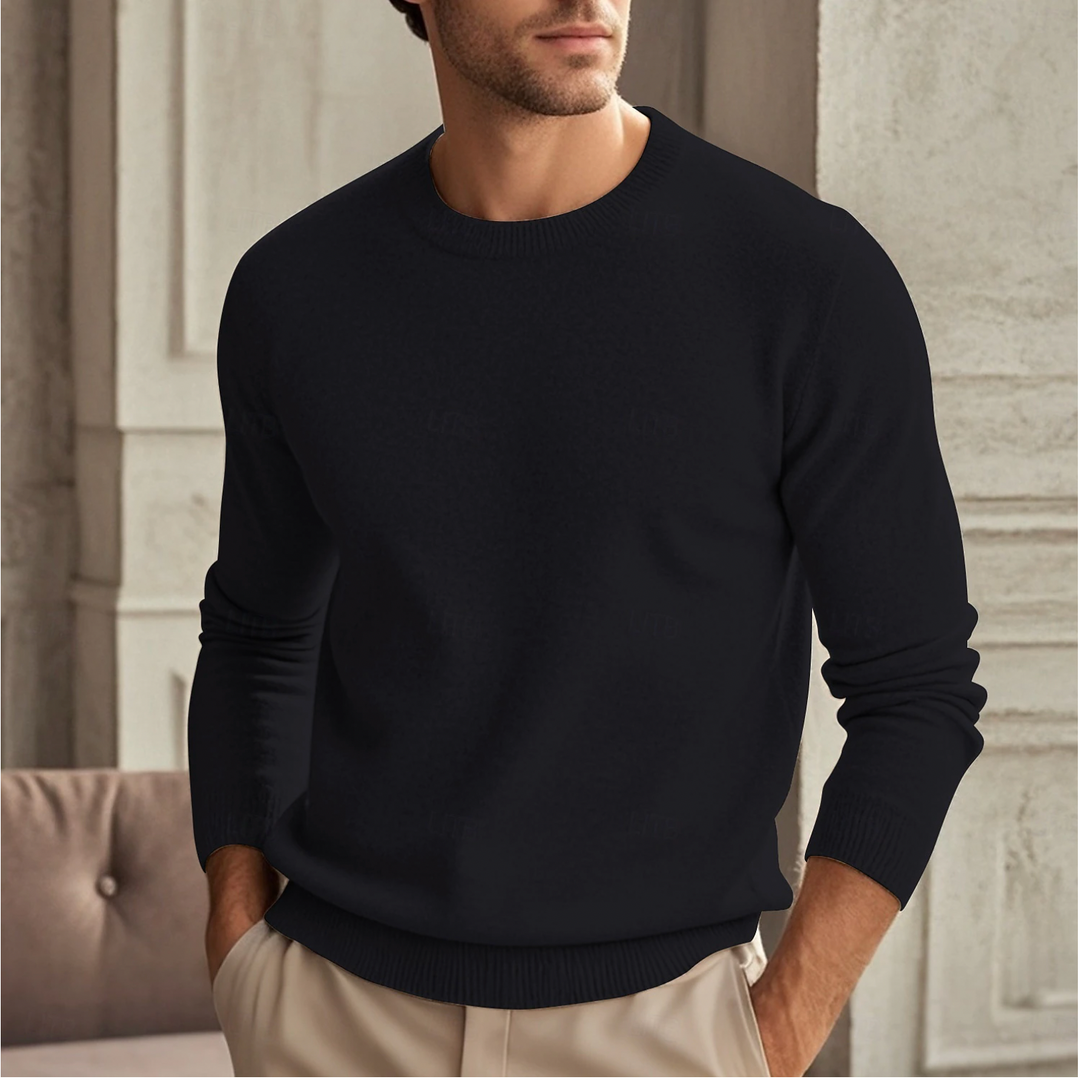 Sweater Heren - Fijngebreid Relaxed Model met Ronde Hals | Casual