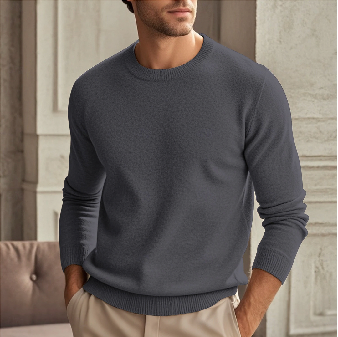 Sweater Heren - Fijngebreid Relaxed Model met Ronde Hals | Casual