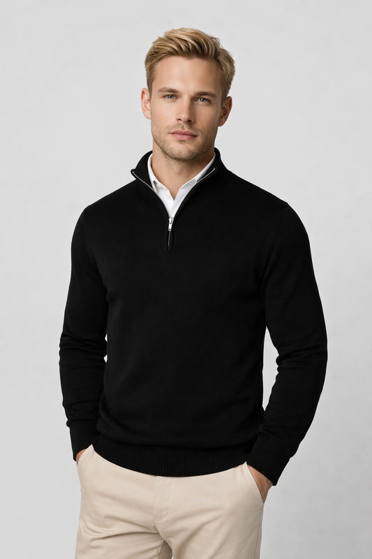 Sweater Heren - Half Zip met Opstaande Kraag | Slim Fit
