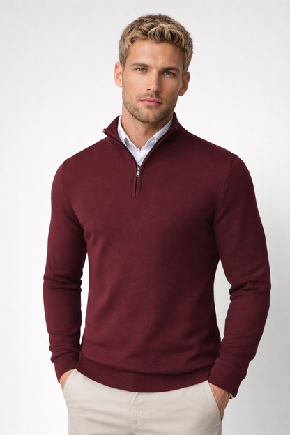 Sweater Heren - Half Zip met Opstaande Kraag | Slim Fit