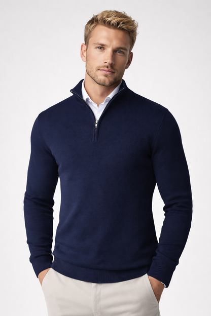 Sweater Heren - Half Zip met Opstaande Kraag | Slim Fit