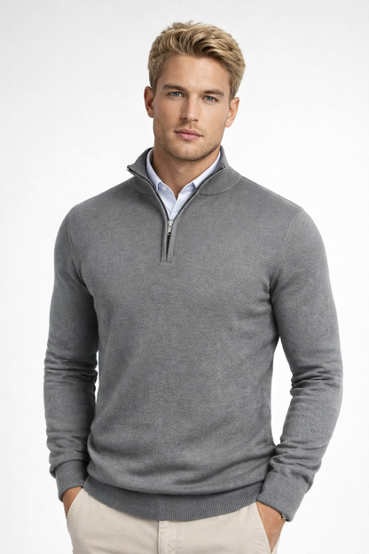 Sweater Heren - Half Zip met Opstaande Kraag | Slim Fit
