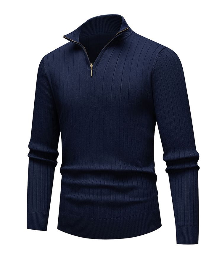 Sweater Heren - Rekbaar Half Zip met Opstaande Kraag | Licht