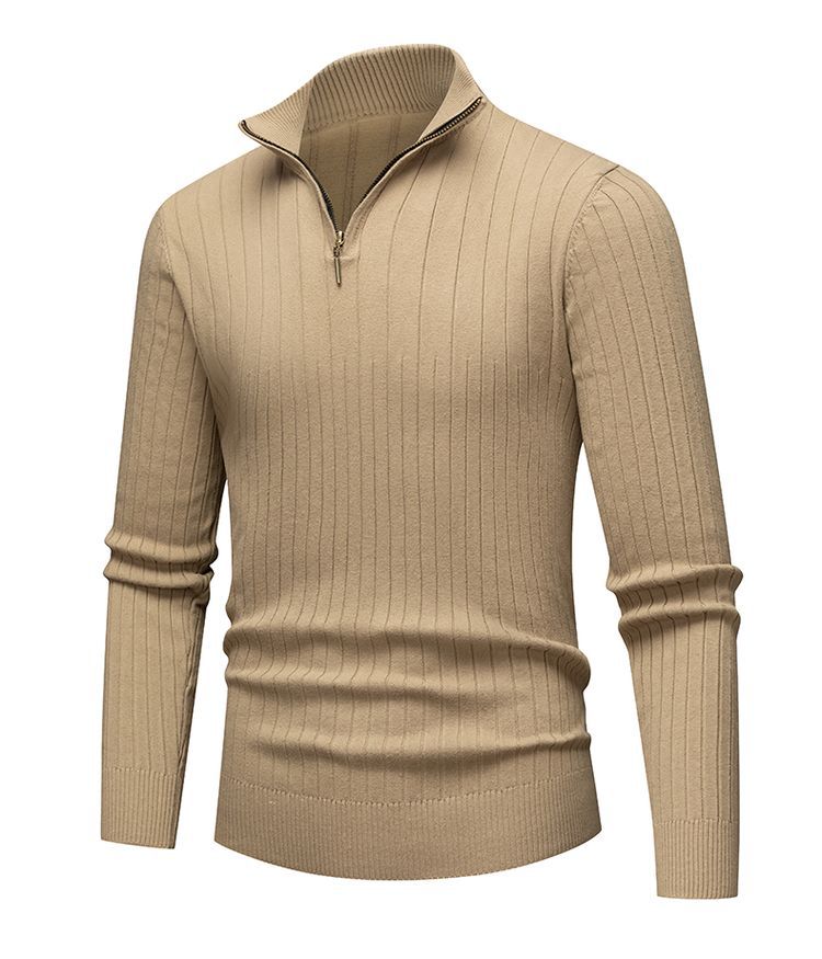 Sweater Heren - Rekbaar Half Zip met Opstaande Kraag | Licht