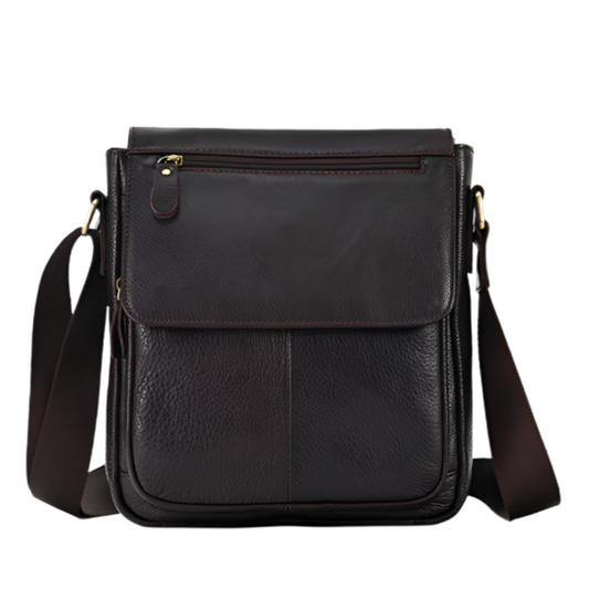 Tas Heren - Klassieke Flap Crossbody met Voorvak en Gouden Hardware | Casual