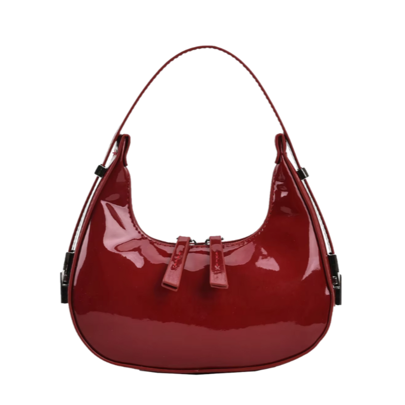 Tas Dames - Glanzende Hobo Stijl met Rits en Zilver Detail | Chic