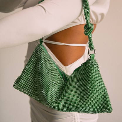 Tas Dames - Glinsterende Avondtas met Geknoopte Strass Band | Feestelijk