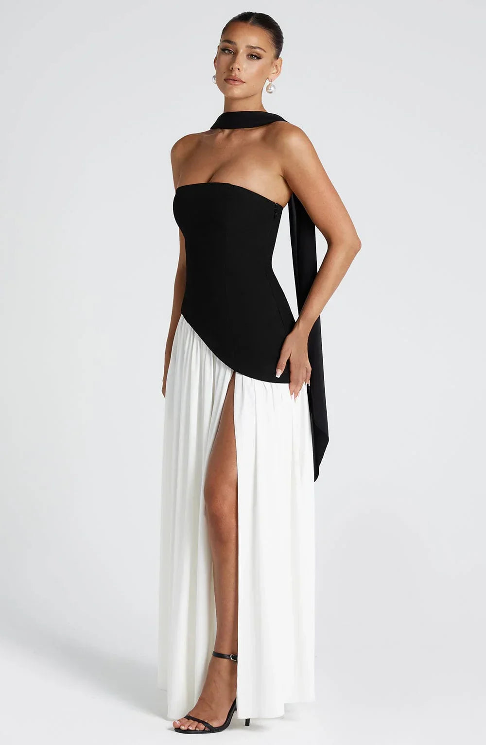 Vera - Chique Bruiloft Gastenjurk Dames met Strapless Lijfje en Hoge Split