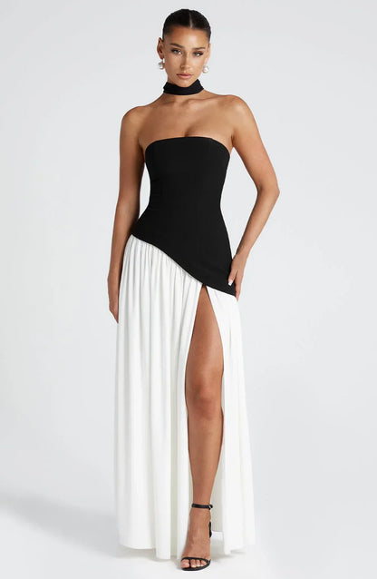 Vera - Chique Bruiloft Gastenjurk Dames met Strapless Lijfje en Hoge Split