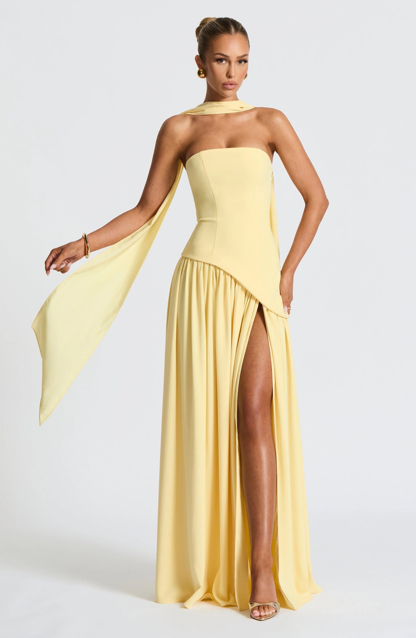 Vera - Chique Bruiloft Gastenjurk Dames met Strapless Lijfje en Hoge Split