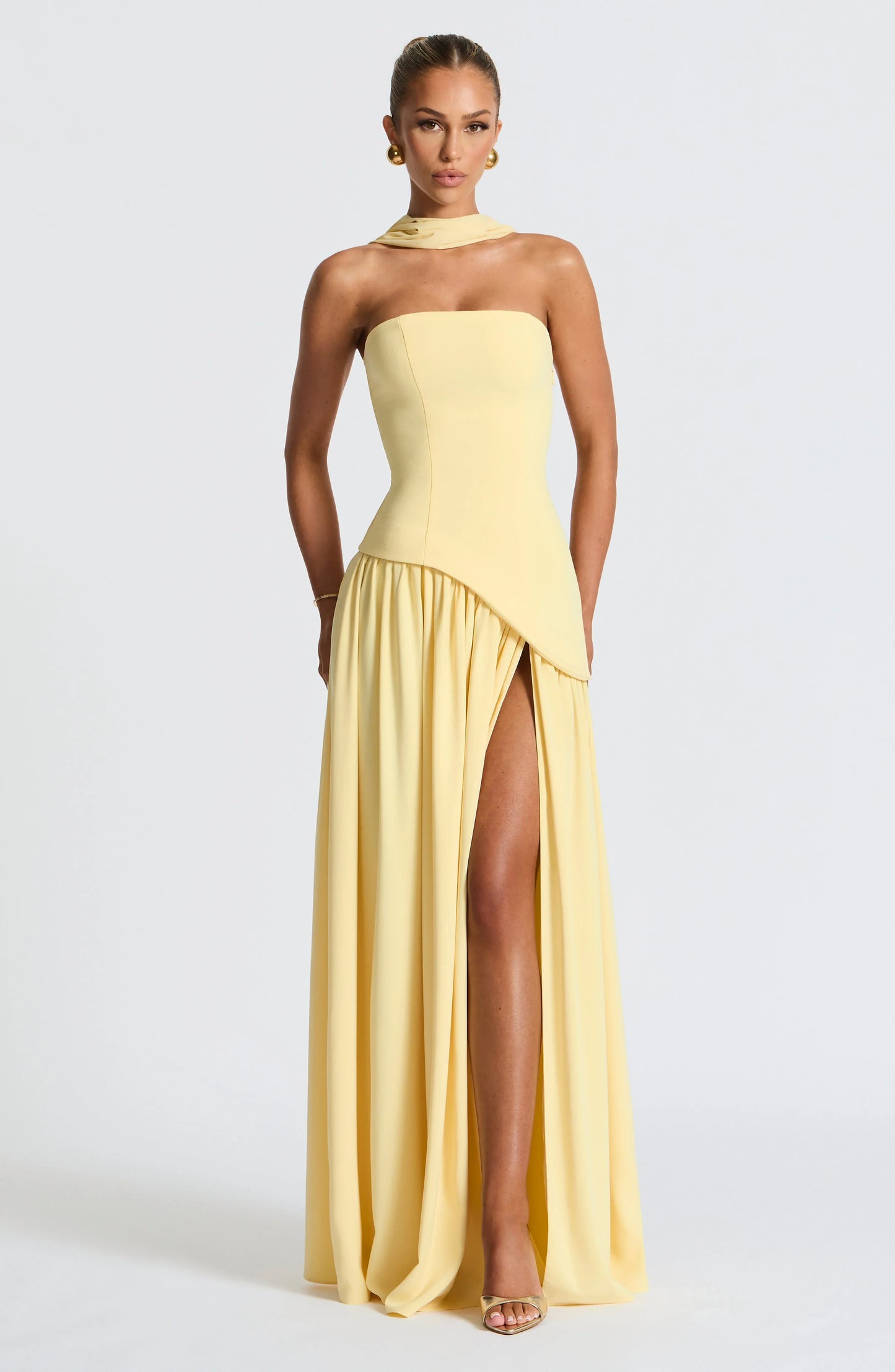 Vera - Chique Bruiloft Gastenjurk Dames met Strapless Lijfje en Hoge Split