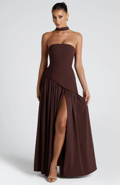 Vera - Chique Bruiloft Gastenjurk Dames met Strapless Lijfje en Hoge Split