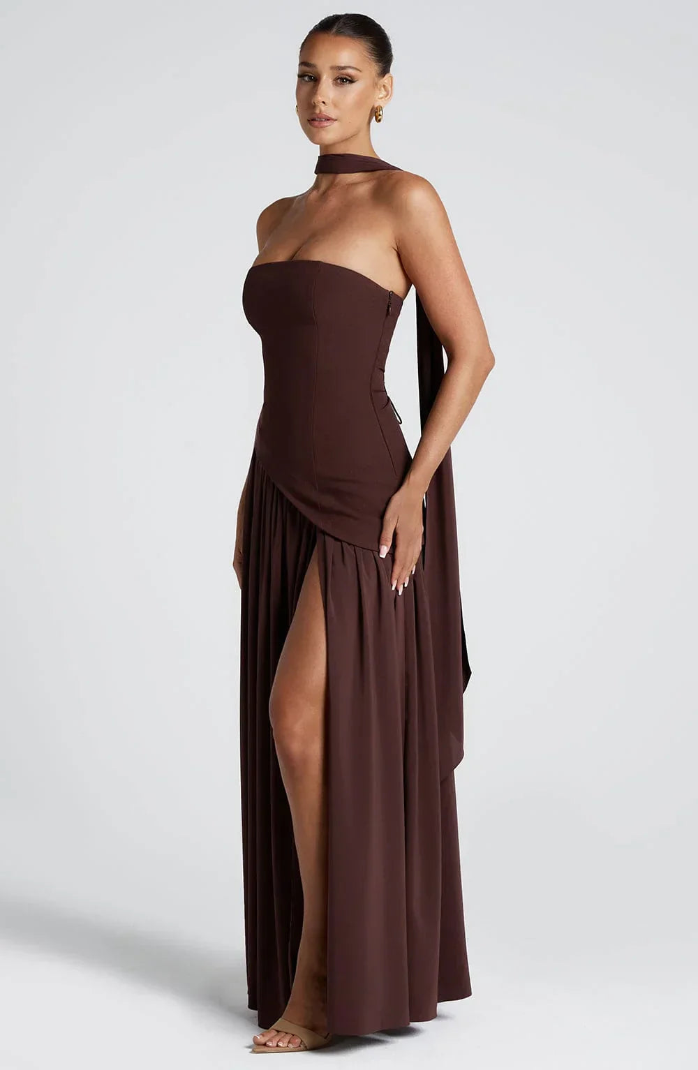 Vera - Chique Bruiloft Gastenjurk Dames met Strapless Lijfje en Hoge Split
