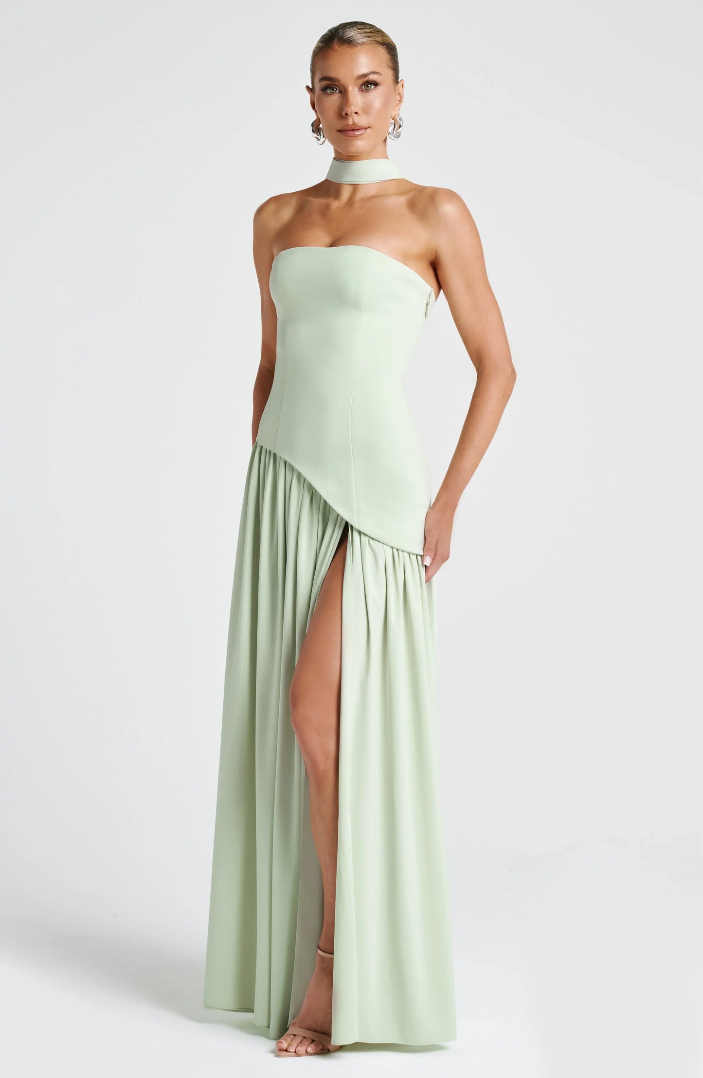 Vera - Chique Bruiloft Gastenjurk Dames met Strapless Lijfje en Hoge Split