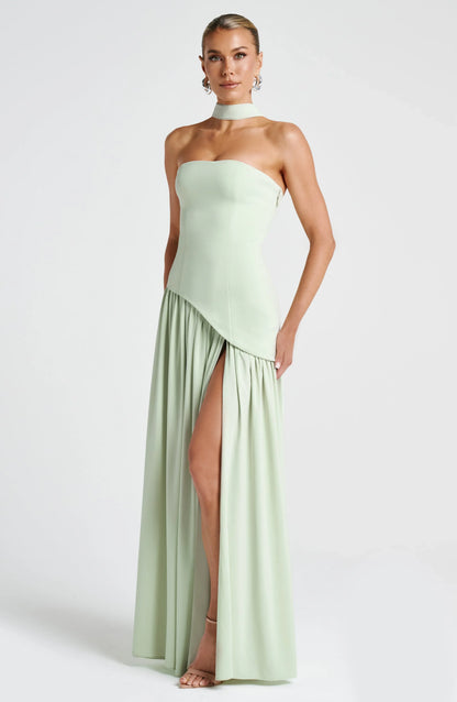 Vera - Chique Bruiloft Gastenjurk Dames met Strapless Lijfje en Hoge Split