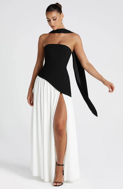 Vera - Chique Bruiloft Gastenjurk Dames met Strapless Lijfje en Hoge Split