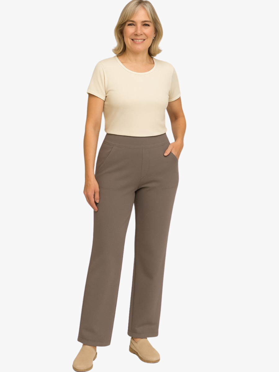 Vera - Dames Pantalon High Waist met Rechte Pijpen en Fijn Ruitpatroon